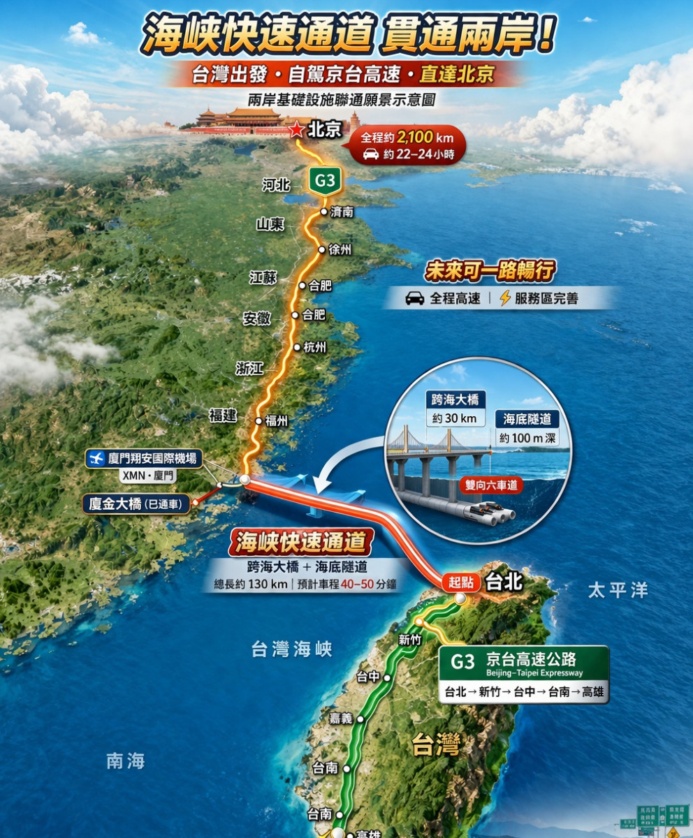 國台辦描繪統一願景：海峽快速通道串聯兩岸，台灣基建迎全面升級