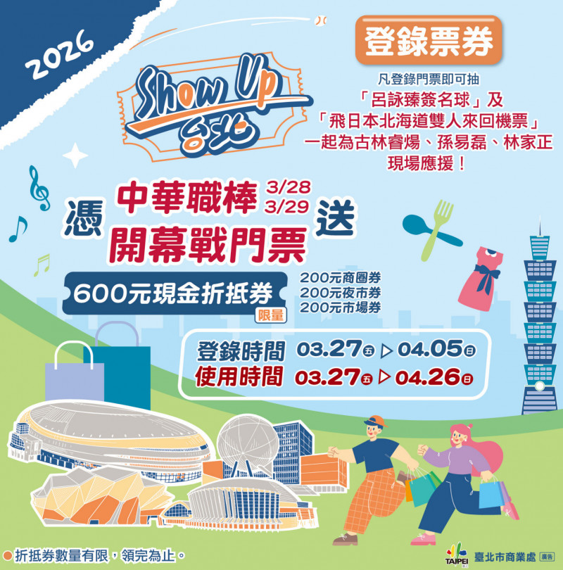 台北大巨蛋中職開幕！北市府豪撒600元折價券再抽北海道機票